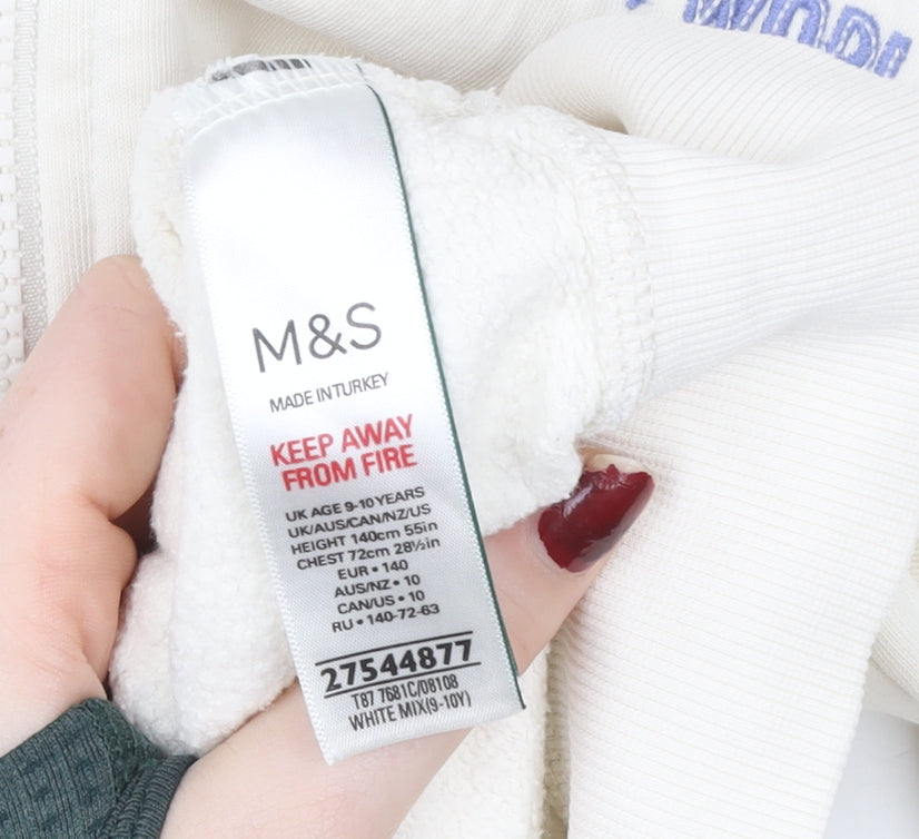 Girls UK Size 9-10 Years Marks and Spencer Ivory Full Zip Hoodie
