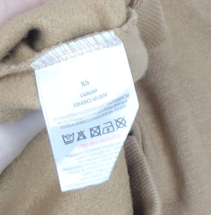 Brave Soul Women Beige Pullover Hoodie XS Cotton Blend Casual