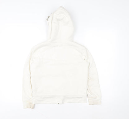 GAP Kids Girls Ivory Full Zip Hoodie Faux Fur Hood Size 8-9 Years