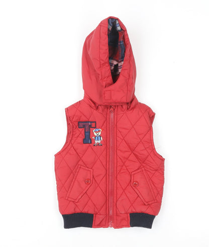 Tom & Kiddy Red Quilted Hooded Waistcoat 6-9 Months Unisex Baby Jacket