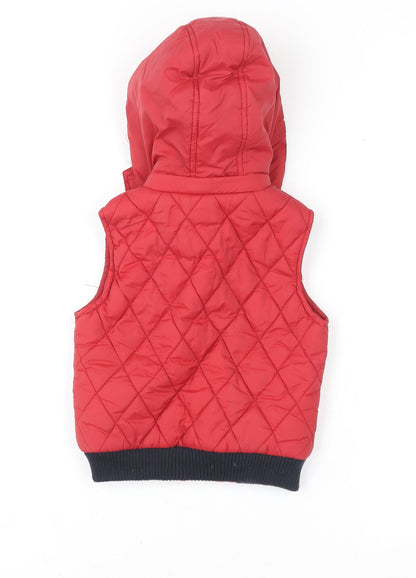 Tom & Kiddy Red Quilted Hooded Waistcoat 6-9 Months Unisex Baby Jacket