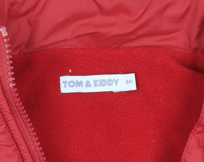 Tom & Kiddy Red Quilted Hooded Waistcoat 6-9 Months Unisex Baby Jacket