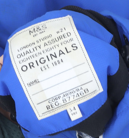Boys UK Size 3-4 Years Marks and Spencer Blue Puffer Jacket