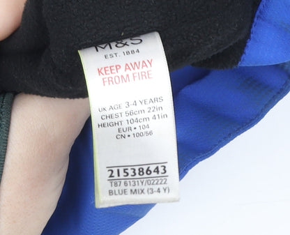 Boys UK Size 3-4 Years Marks and Spencer Blue Puffer Jacket