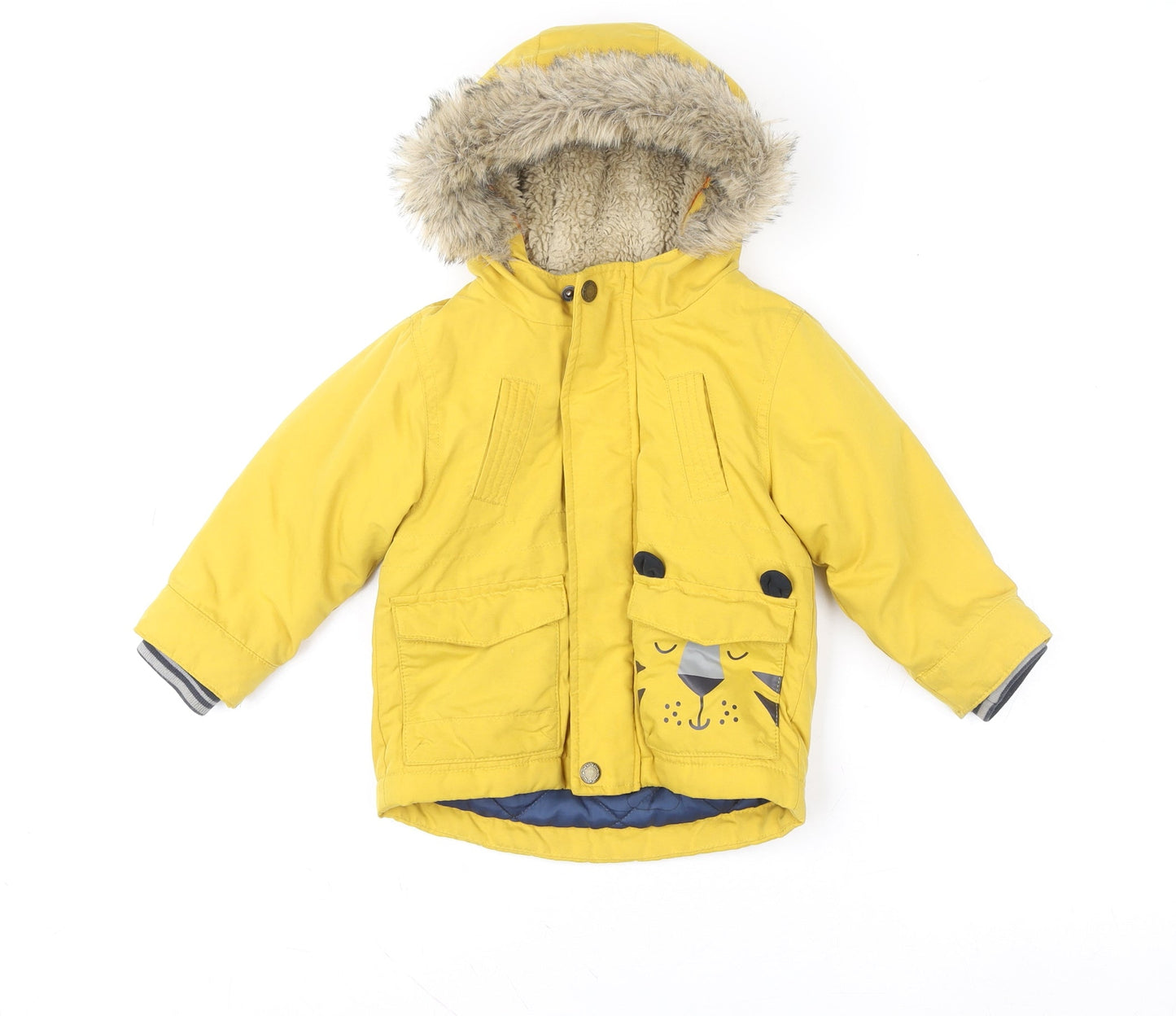Next Unisex Baby Yellow Tiger Hooded Padded Parka Coat 12-18 Months
