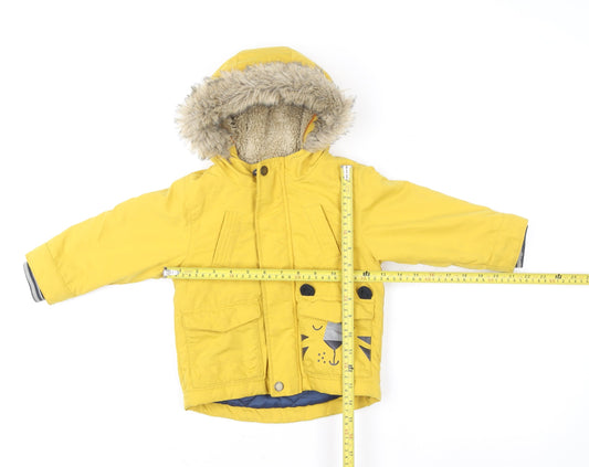 Next Unisex Baby Yellow Tiger Hooded Padded Parka Coat 12-18 Months