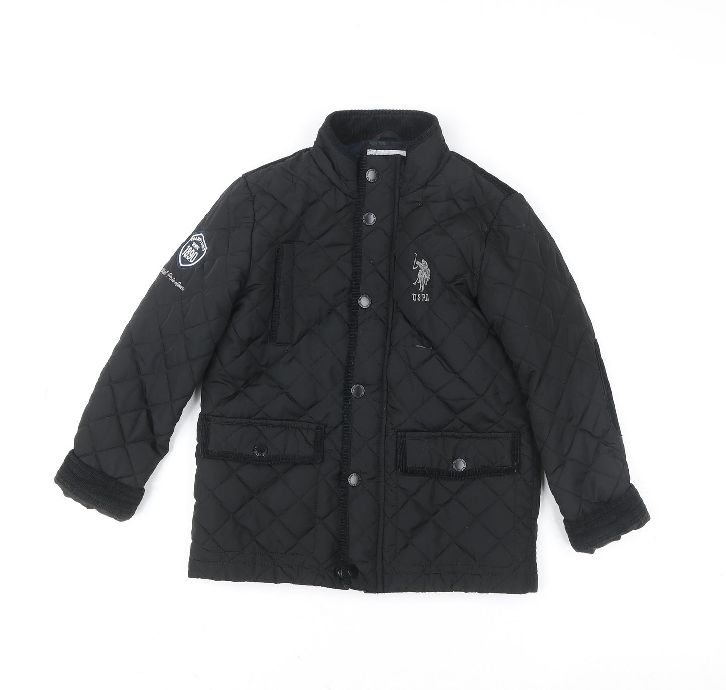 Boys UK Size 6-7 Years U.S. Polo Assn. Black Quilted Coat