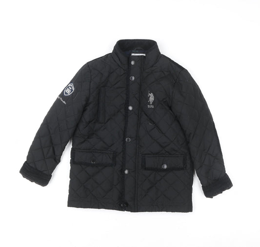 Boys UK Size 6-7 Years U.S. Polo Assn. Black Quilted Coat