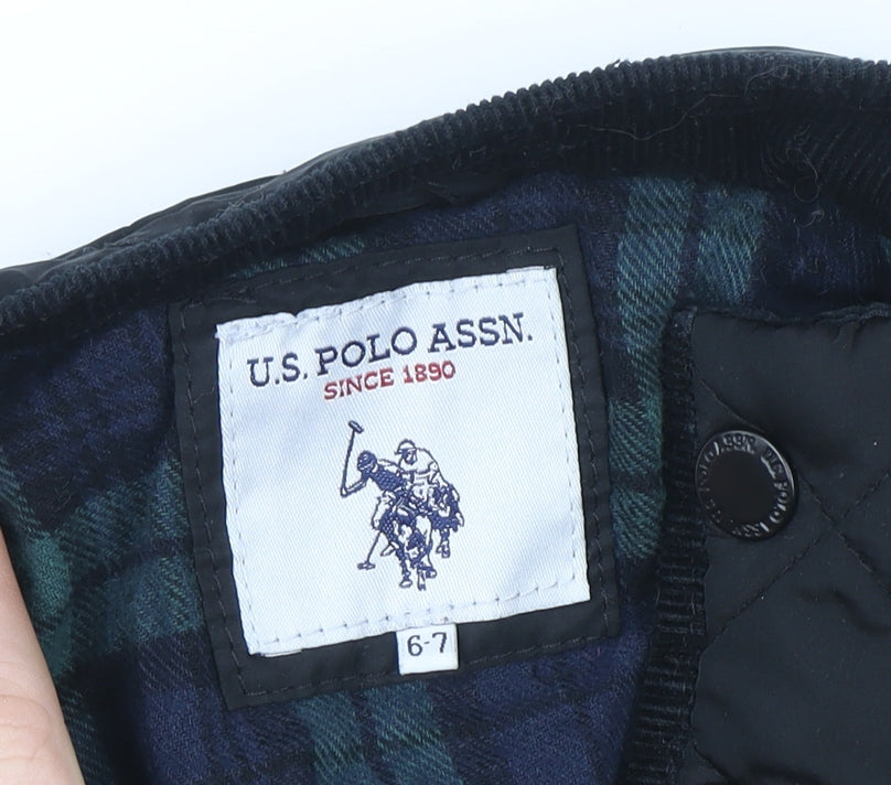 Boys UK Size 6-7 Years U.S. Polo Assn. Black Quilted Coat