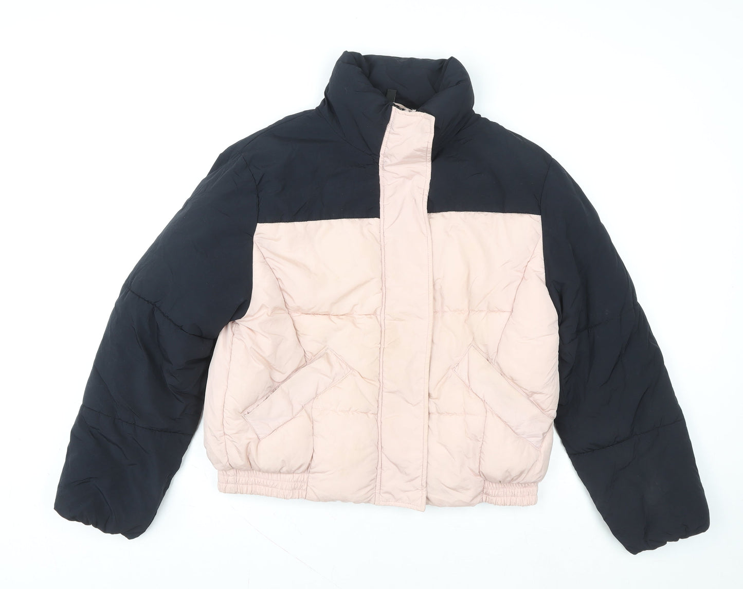 H&M Divided Women's Pink & Black Puffer Jacket XS Winter Coat