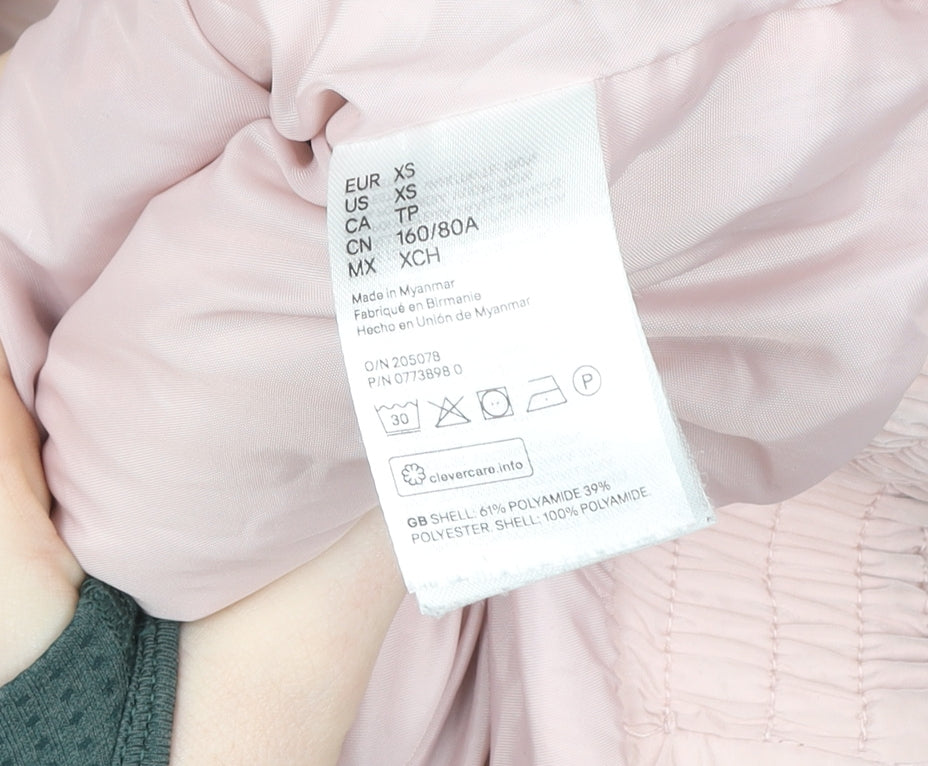 H&M Divided Women's Pink & Black Puffer Jacket XS Winter Coat