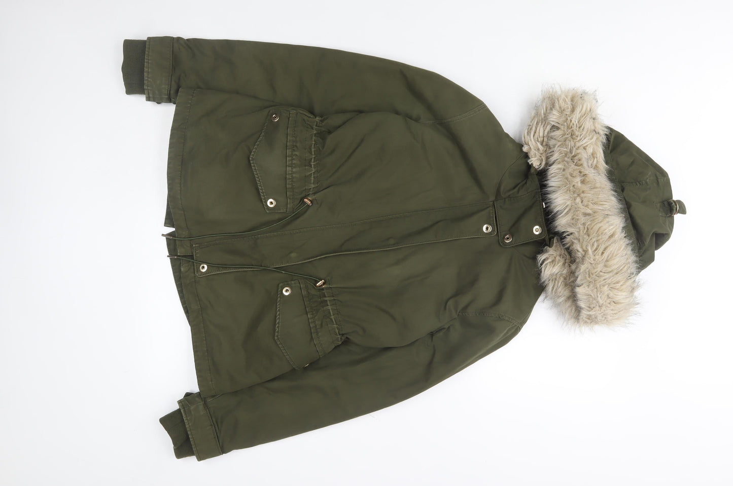 Womens UK Size S Zara Green Parka Coat