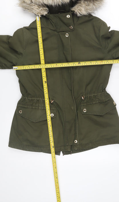 Womens UK Size S Zara Green Parka Coat