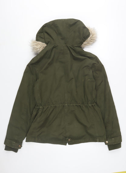 Womens UK Size S Zara Green Parka Coat