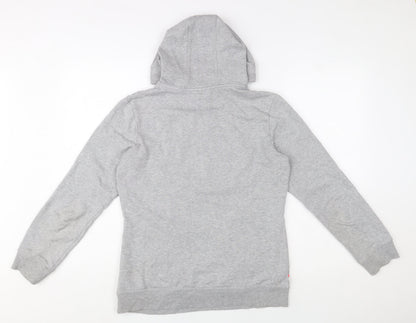 Adidas Women Grey Pink Logo Pullover Hoodie Size 12