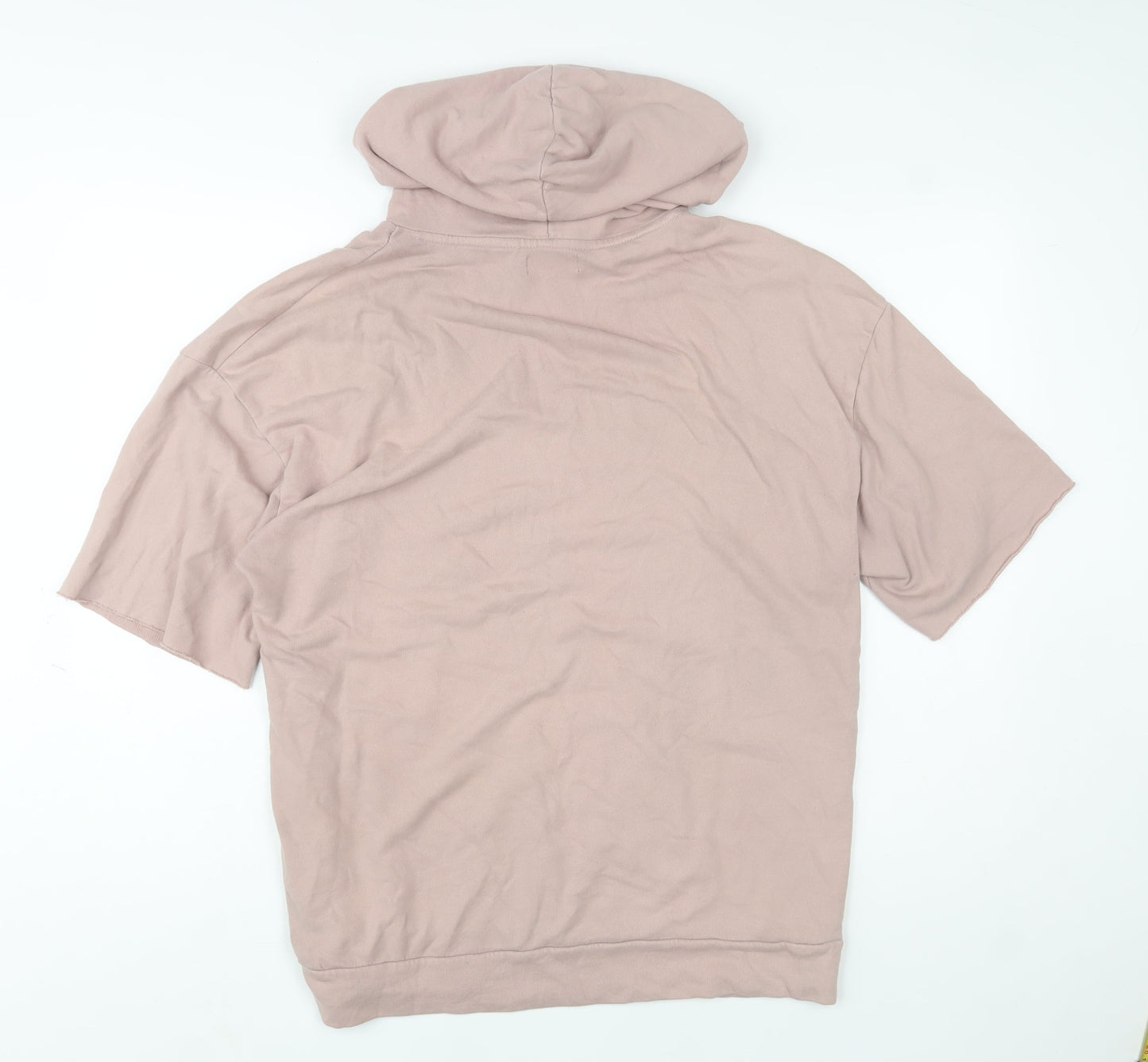 Zara Man Pink Short Sleeve Pullover Hoodie Size L