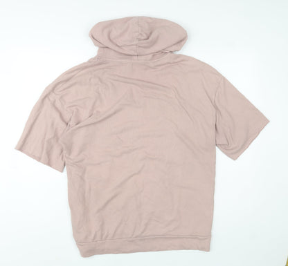 Zara Man Pink Short Sleeve Pullover Hoodie Size L