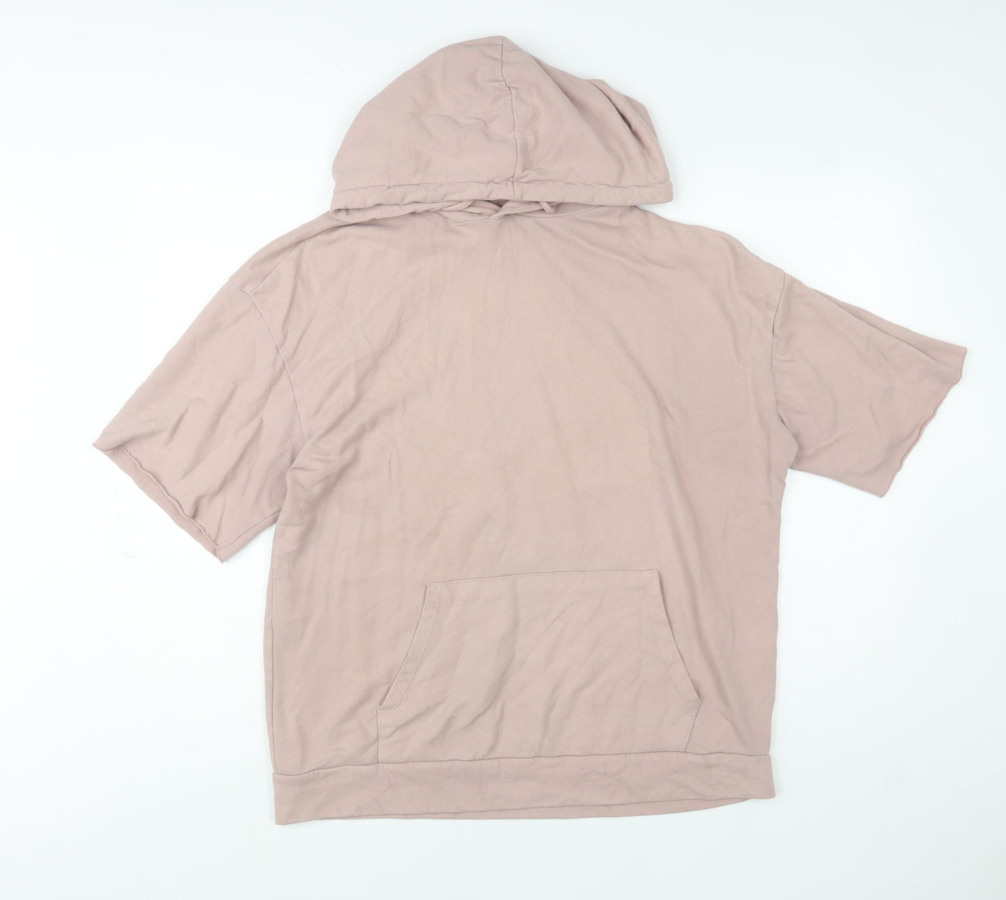 Zara Man Pink Short Sleeve Pullover Hoodie Size L