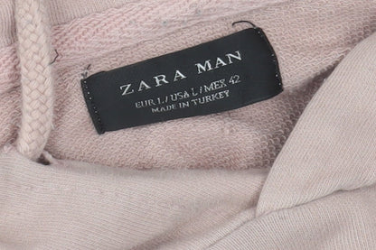 Zara Man Pink Short Sleeve Pullover Hoodie Size L