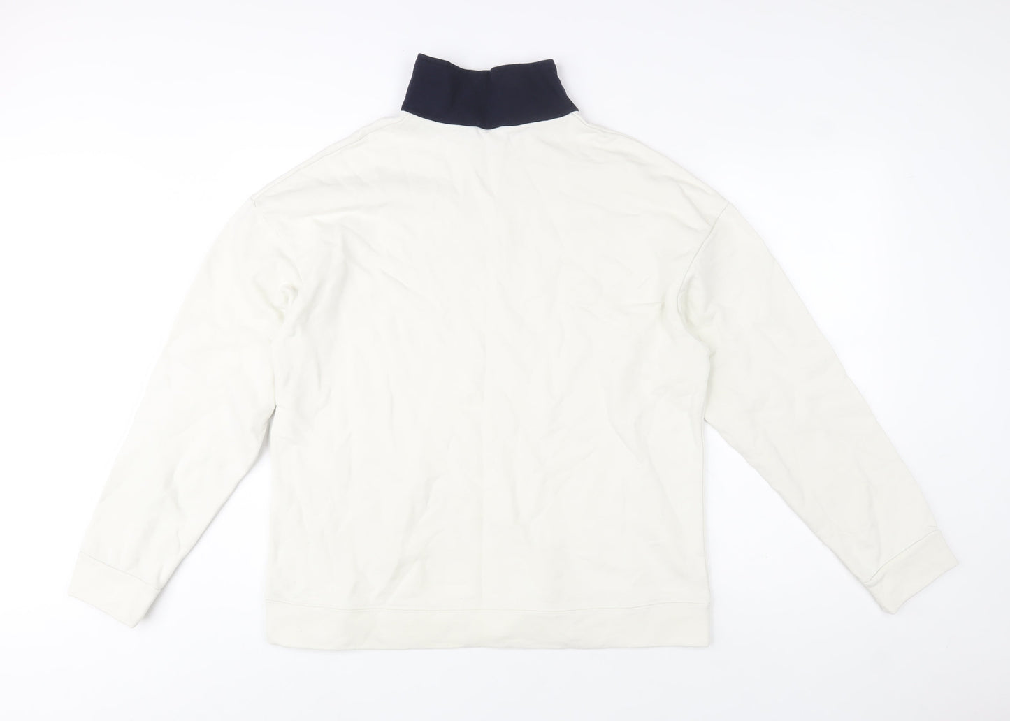 Unisex Adults UK Size M muah muah White 1/4 Zip Sweatshirt