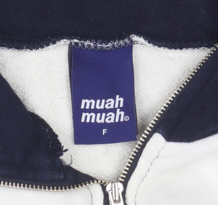 Unisex Adults UK Size M muah muah White 1/4 Zip Sweatshirt