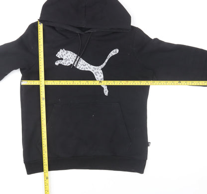 Puma Womens Black Leopard Logo Pullover Hoodie Size M