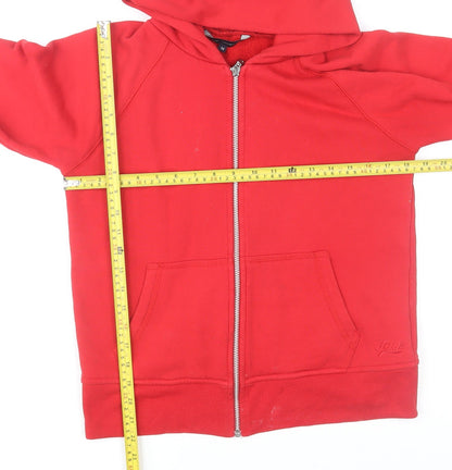 French Connection Men's Red Hooded Full Zip Basic Jacket M