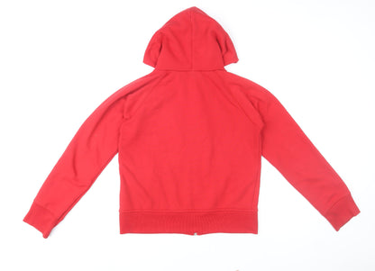 French Connection Men's Red Hooded Full Zip Basic Jacket M