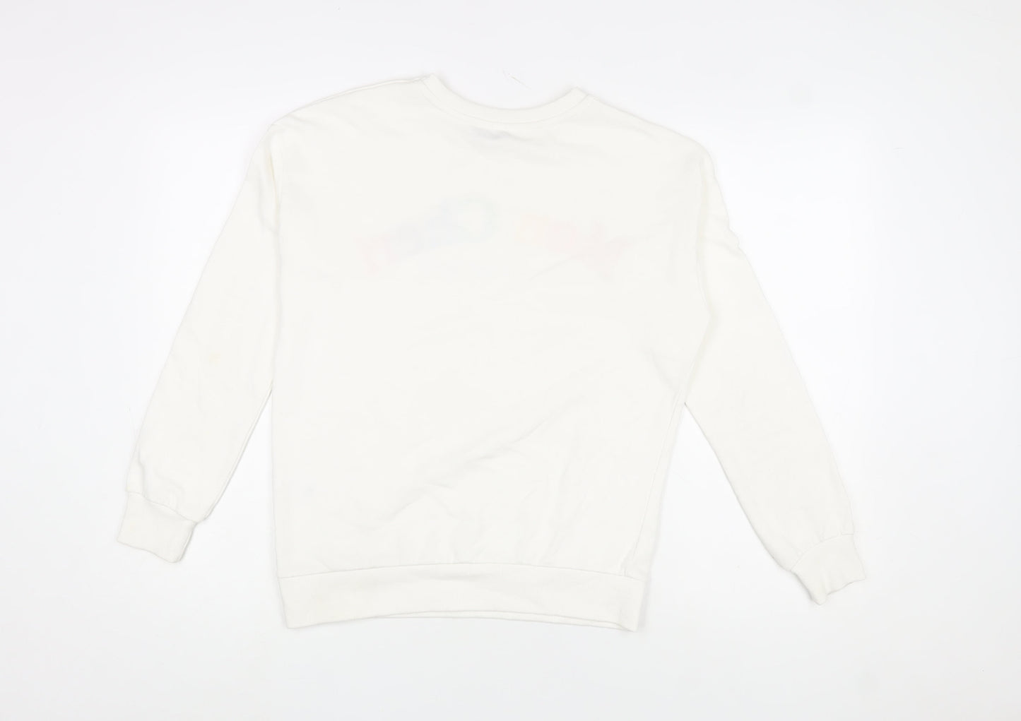 George Women White Mon Cheri Rainbow Print Pullover Sweatshirt Size M