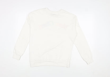 George Women White Mon Cheri Rainbow Print Pullover Sweatshirt Size M