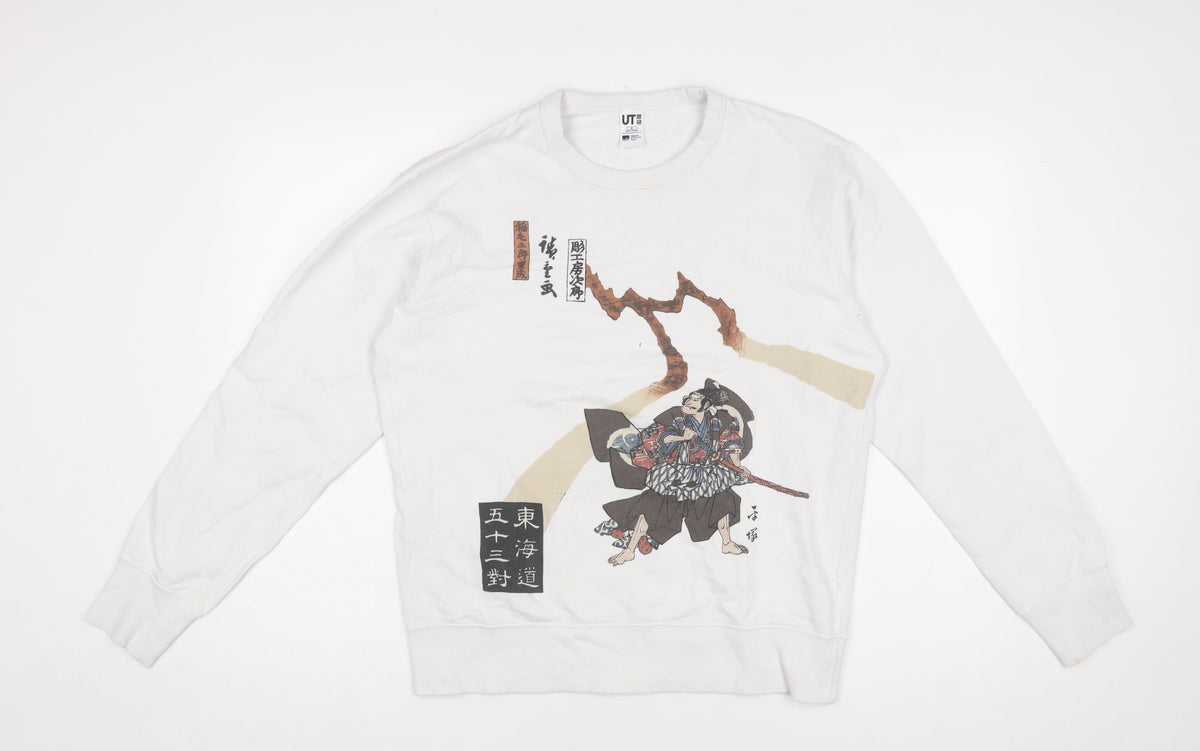 Mens UK Size S Uniqlo White Pullover Sweatshirt