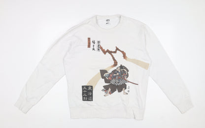 Mens UK Size S Uniqlo White Pullover Sweatshirt