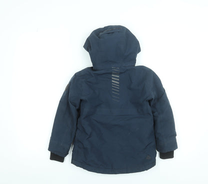 Next Boys Blue Hooded Parka Coat 5 Years Polyester Lined Winter Jacket