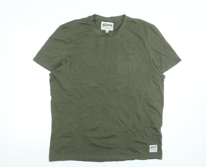 The Stronghold Men's Green Crew Neck Short Sleeve Cotton T-Shirt Size L