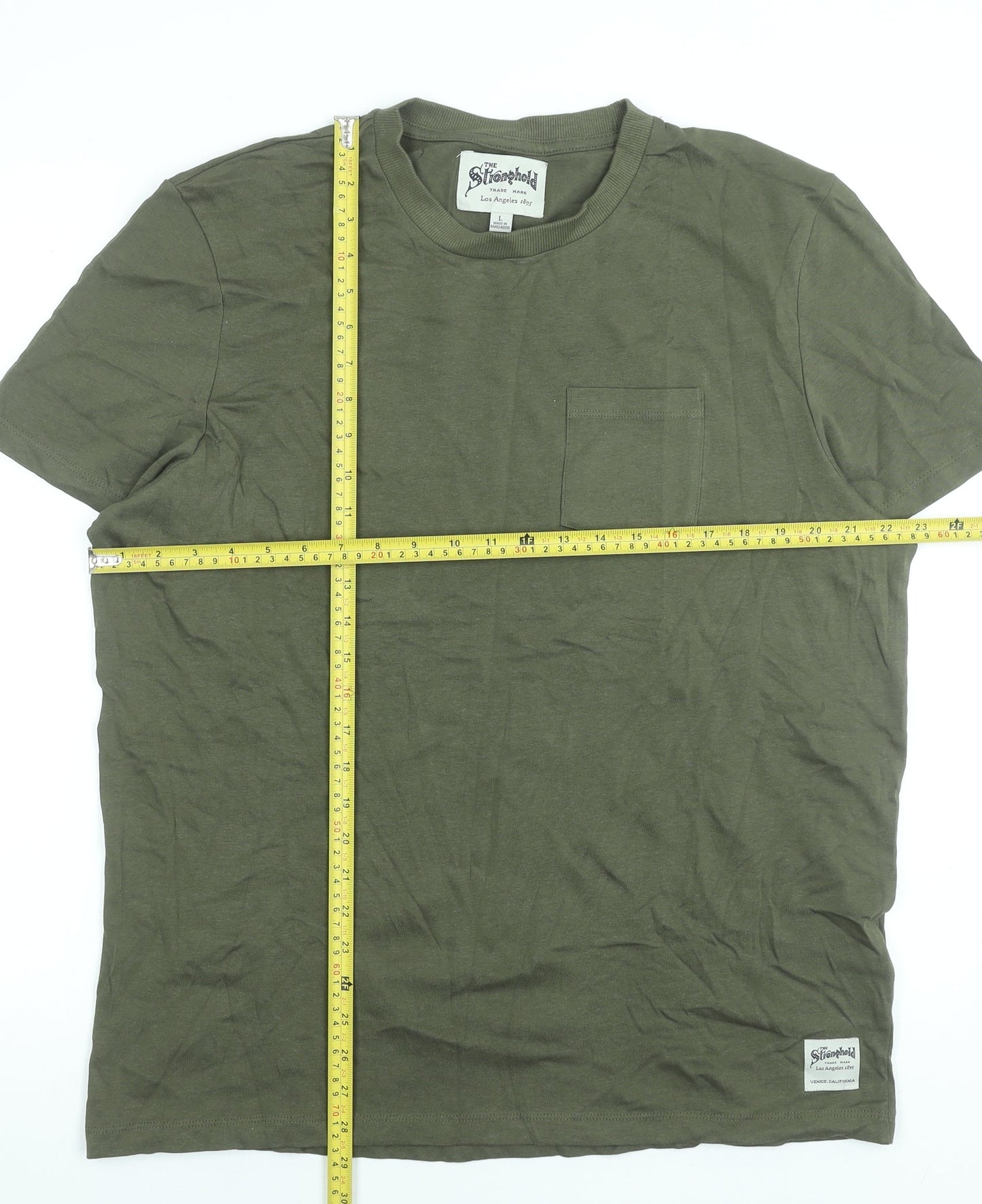 The Stronghold Men's Green Crew Neck Short Sleeve Cotton T-Shirt Size L