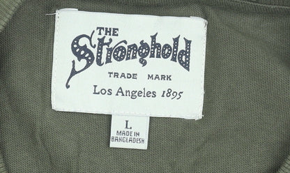 The Stronghold Men's Green Crew Neck Short Sleeve Cotton T-Shirt Size L