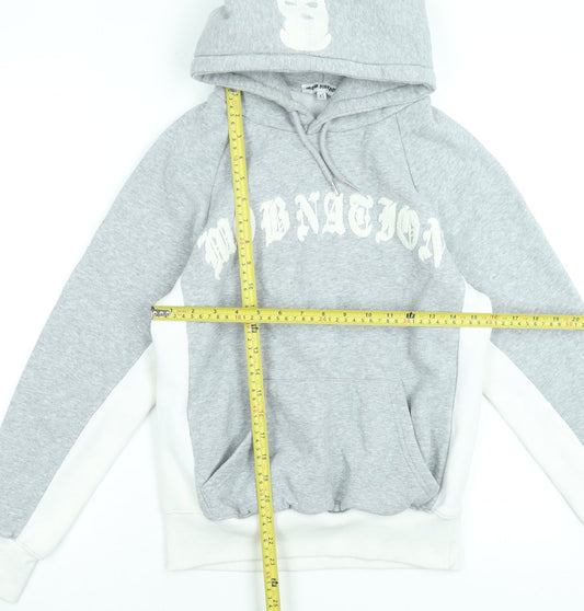 Womens UK Size XS Mob Nation Grey Pullover Hoodie