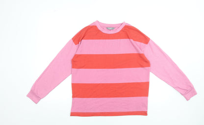 Nutmeg Women’s Pink Striped Crew Neck Long Sleeve Jumper Size 8