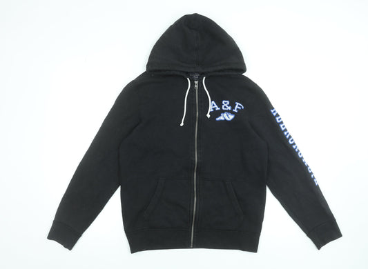 Abercrombie & Fitch Men's Black Full Zip Hoodie Size S Embroidered Logo