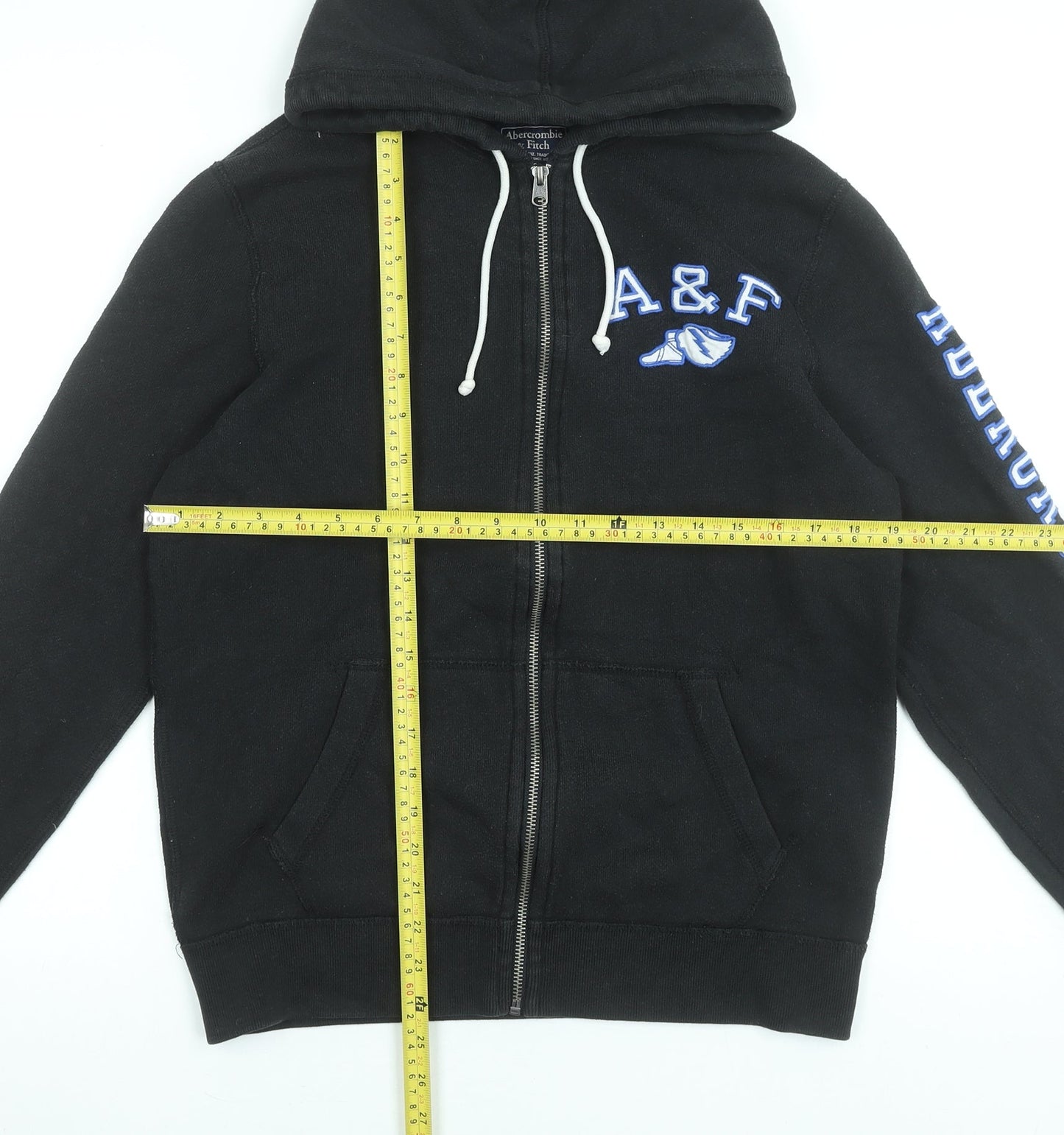 Abercrombie & Fitch Men's Black Full Zip Hoodie Size S Embroidered Logo