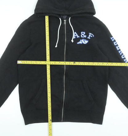 Abercrombie & Fitch Men's Black Full Zip Hoodie Size S Embroidered Logo
