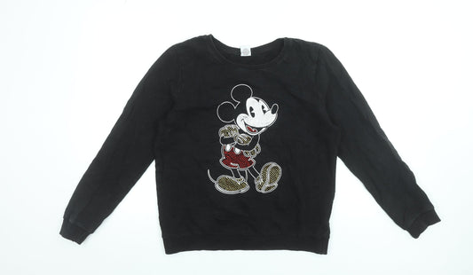 Womens UK Size 14 Disney Black Pullover Sweatshirt