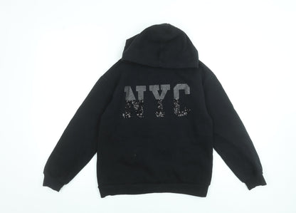 George Girls Black Sequin NYC Hoodie 11-12 Years Pullover Fleece