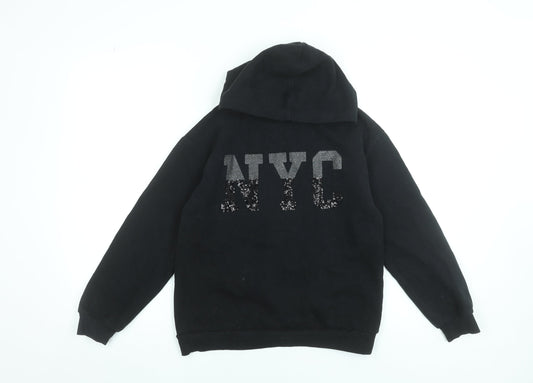 George Girls Black Sequin NYC Hoodie 11-12 Years Pullover Fleece