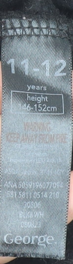 George Girls Black Sequin NYC Hoodie 11-12 Years Pullover Fleece