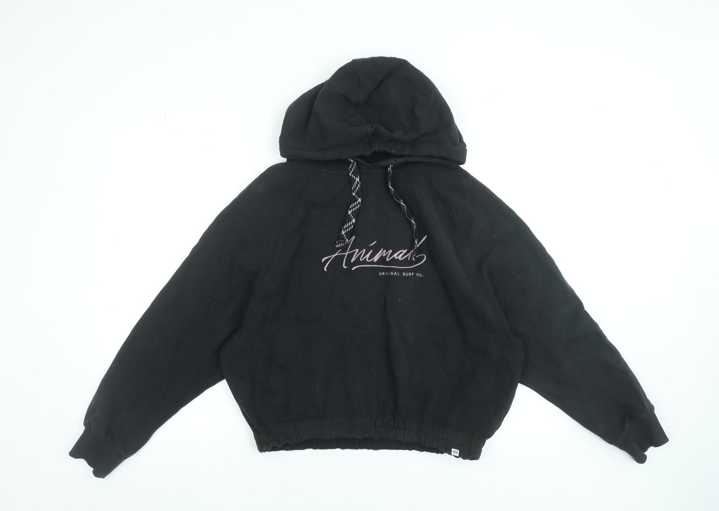 Animal Women's Black Organic Cotton Hooded Pullover Hoodie UK 12