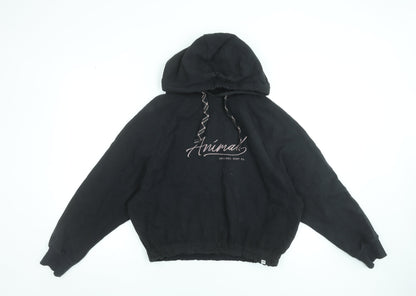 Animal Women's Black Organic Cotton Hooded Pullover Hoodie UK 12
