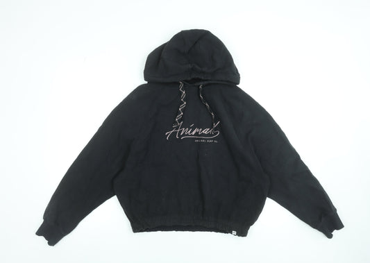 Animal Women's Black Organic Cotton Hooded Pullover Hoodie UK 12