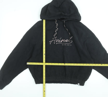 Animal Women's Black Organic Cotton Hooded Pullover Hoodie UK 12