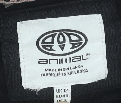 Animal Women's Black Organic Cotton Hooded Pullover Hoodie UK 12